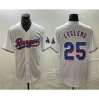 Texas Rangers #25 Jose Leclerc White CONTON 2024 Gold Collection Limited Cool Base Jersey