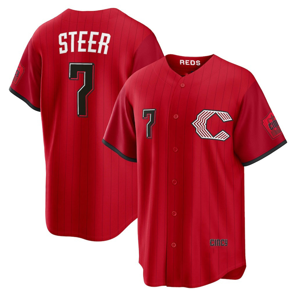 Cincinnati Reds #7 Spencer Steer Red CONTON 2026 City Connect Stadium Jersey