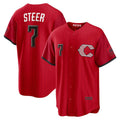 Cincinnati Reds #7 Spencer Steer Red CONTON 2026 City Connect Stadium Jersey