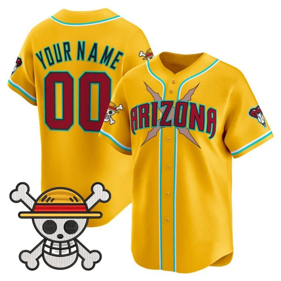 Custom Arizona Diamondbacks x One Piece Gold CONTON Vapor Premier Limited Jersey - Stitched