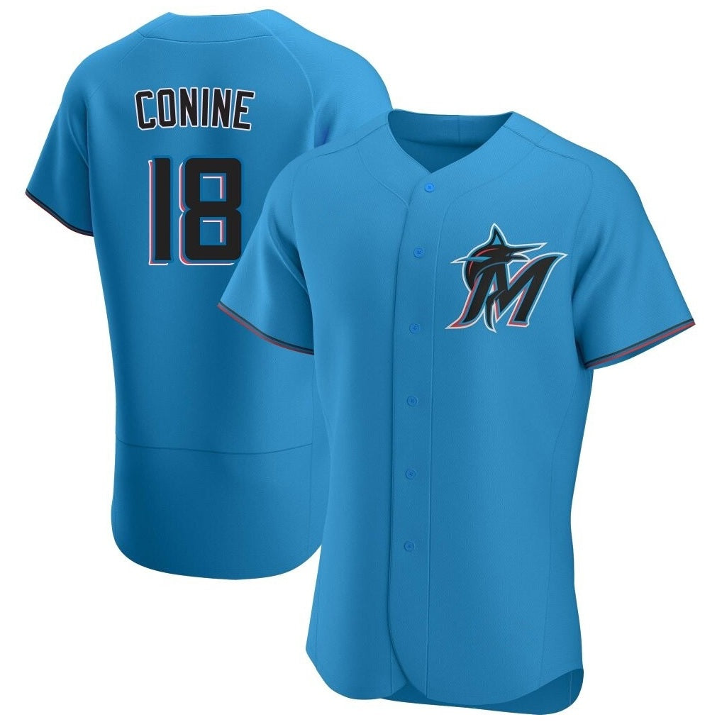 Miami Marlins #18 Griffin Conine Player Blue CONTON Home Limited Elite Stitched Jerseys