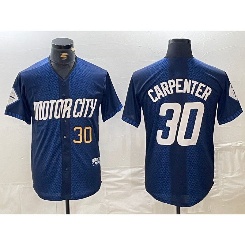 Detroit Tigers #30 Kerry Carpenter Number 2024 Navy CONTON City Connect Cool Base Limited Stitched Jersey 2
