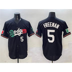 Los Angeles Dodgers #5 Freddie Freeman Black CONTON Mexico Flag Limited Stitched Jersey