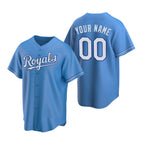 Custom Kansas City Royals Light Blue CONTON Stitched Cool Base Jersey
