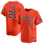 Houston Astros #21 Yainer Diaz Player Orange CONTON Home Limited Stitched Jerseys