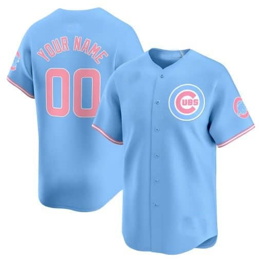Custom Chicago Cubs Bubblegum Pink Vapor Premier Limited Jersey ¨C Blue CONTON