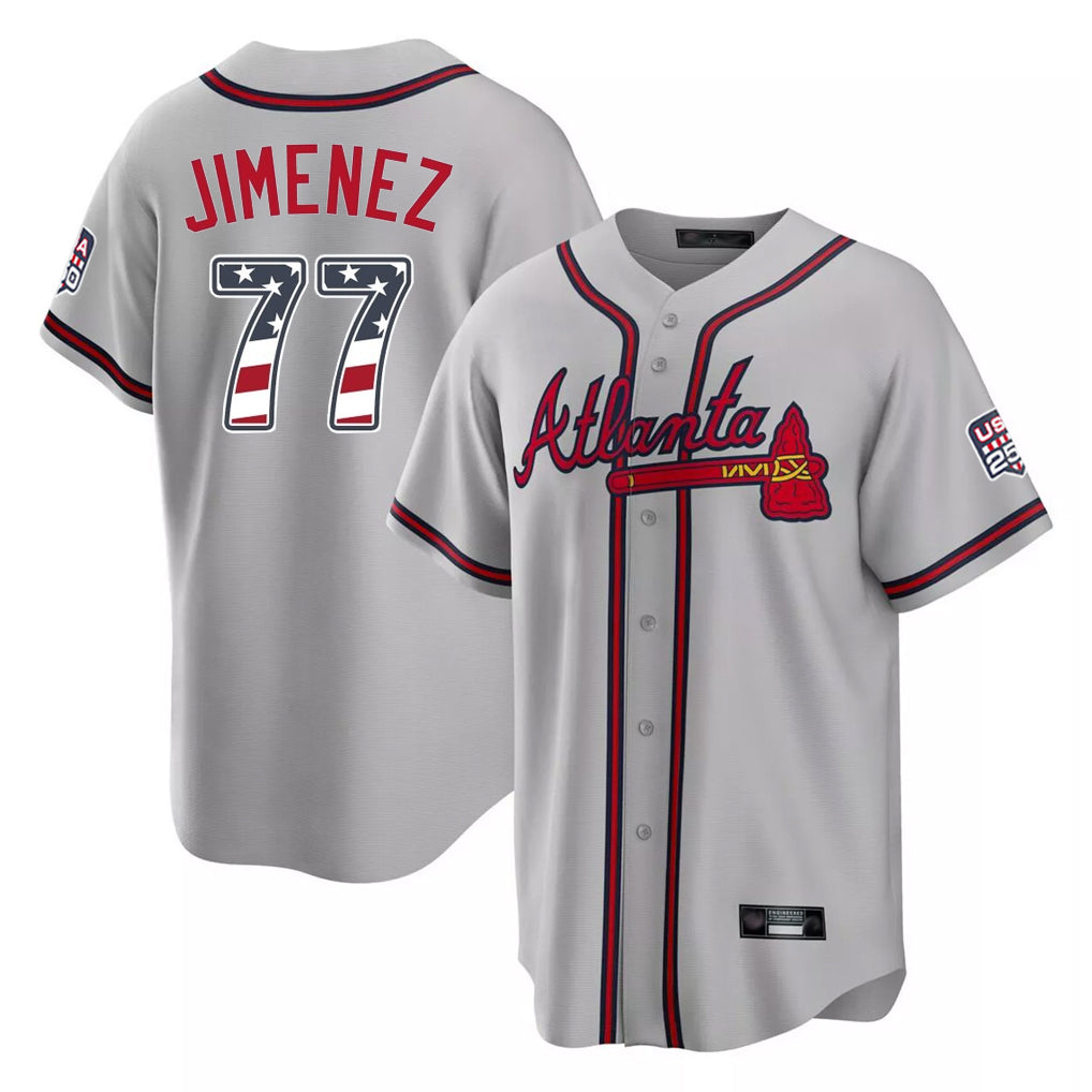 Atlanta Braves #77 Joe Jimenez Player Gray CONTON USA 250 Fourth Of July Limited Home Game Stitched Jerseys