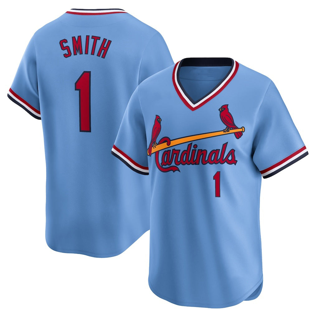 St. Louis Cardinals #1 Ozzie Smith Royal CONTON Throwback Cooperstown Limited Jersey