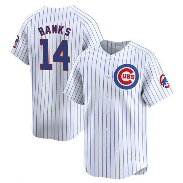Chicago Cubs #14 Ernie Banks White CONTON Cool Base Stitched Jersey