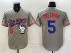 Los Angeles Dodgers #5 Freddie Freeman Grey CONTON Hello Kitty Night 2025 World Series Champions Patch Stitched Jersey