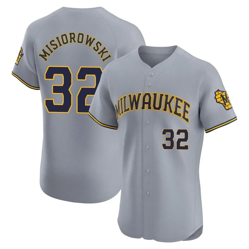 Milwaukee Brewers #32 Jacob Misiorowski Player Gray CONTON Home Limited Elite Stitched Jerseys