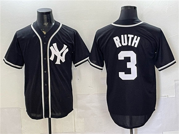 New York Yankees #3 Babe Ruth 2026 Fashion Replica Black CONTON Out Stitched Jersey