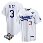 Los Angeles Dodgers #3 Edwin D¨ªaz Player White CONTON World Series Home Game Stitched Jerseys
