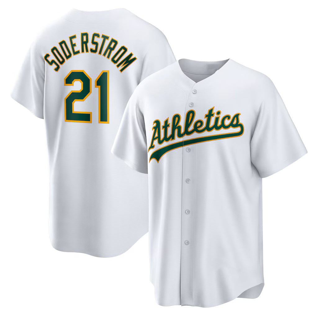 Oakland Athletics #21 Tyler Soderstrom White CONTON Home Replica Jersey