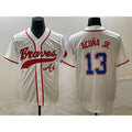 Atlanta Braves #13 Ronald Acuna Jr White CONTON Cool Base With Patch Stitched Jersey 2
