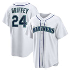 Seattle Mariners #24 Ken Griffey Jr. White CONTON Retired Player Replica Jersey