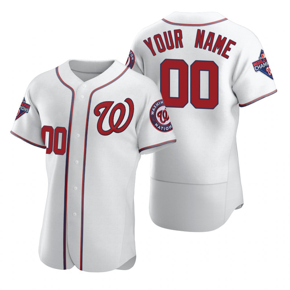 Custom Washington Nationals White CONTON 2020 Stitched Flex Base Jersey