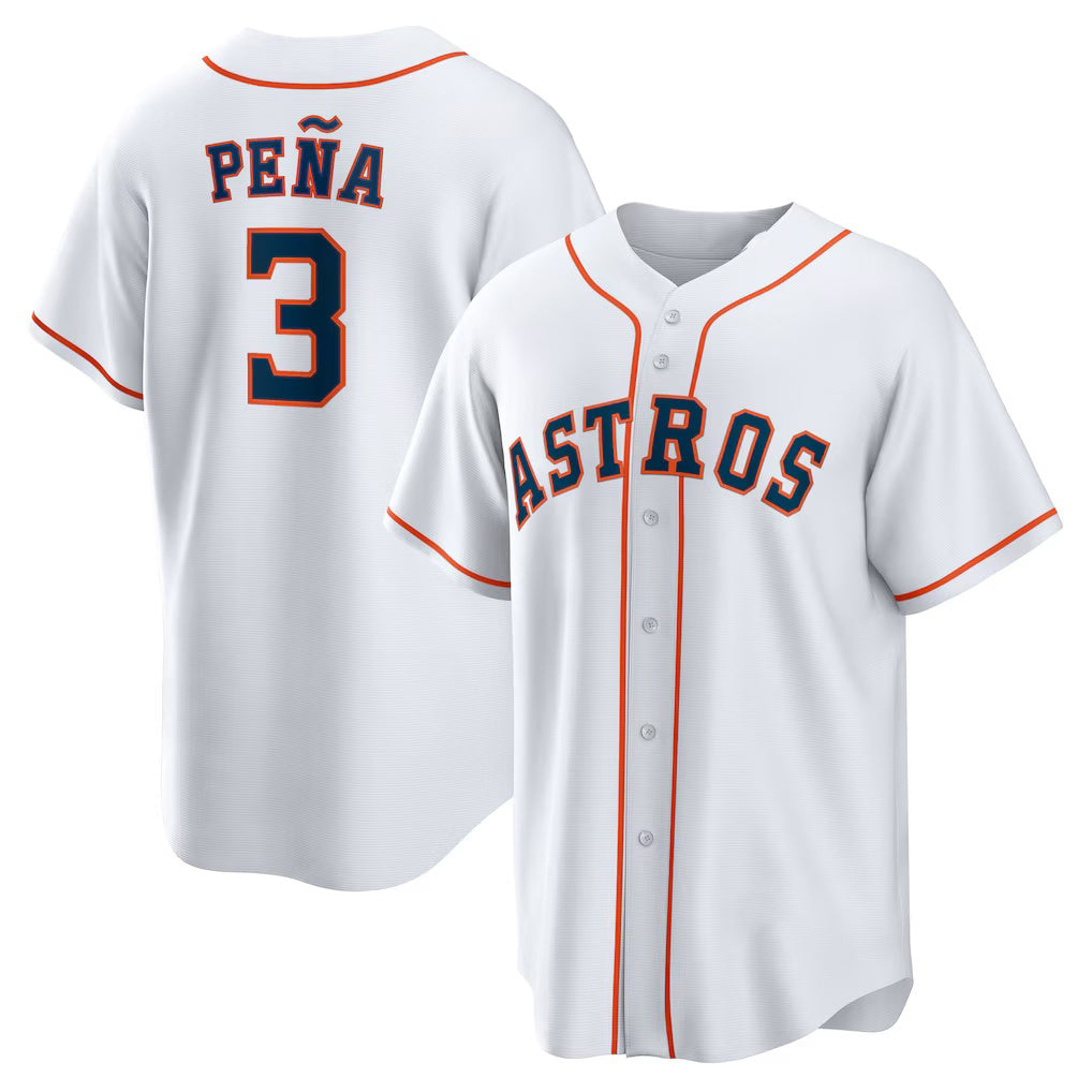 Houston Astros #3 Jeremy Pe?a White CONTON Home Replica Jersey
