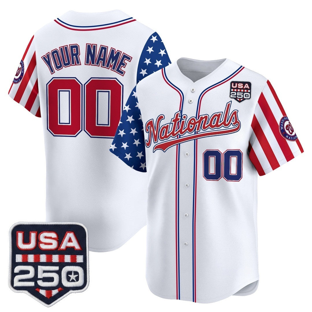 Custom Washington Nationals America 250 Edition Vapor Premier Limited White CONTON Stitched Jerseys