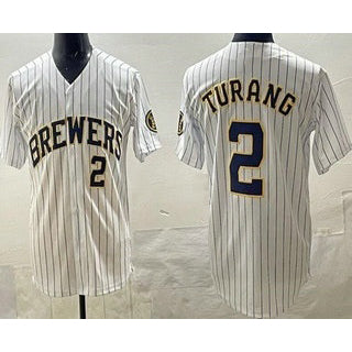 Milwaukee Brewers #2 Brice Turang White CONTON Limited Jersey
