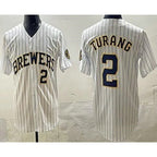 Milwaukee Brewers #2 Brice Turang White CONTON Limited Jersey