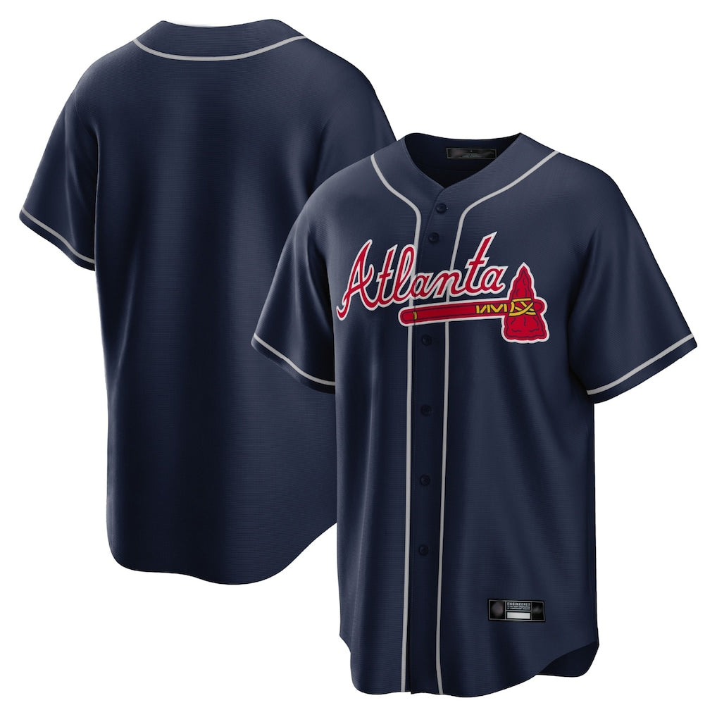 Atlanta Braves Navy CONTON Home Game Blank Player Stitched Jerseys