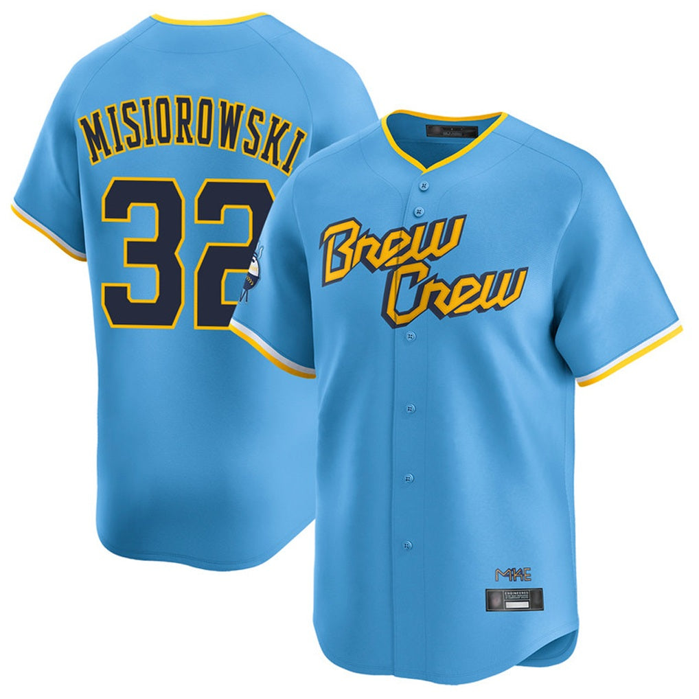 Milwaukee Brewers #32 Jacob Misiorowski Player Light Blue CONTON City Connect Home Limited Stitched Jerseys