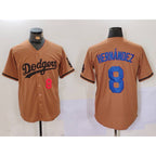 Los Angeles Dodgers #8 Kike Hernandez Number Olive CONTON Cool Base Limited Stitched Jersey 2