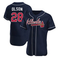 Atlanta Braves #28 Matt Olson Navy CONTON Flex Base Stitched Jersey