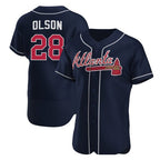 Atlanta Braves #28 Matt Olson Navy CONTON Flex Base Stitched Jersey