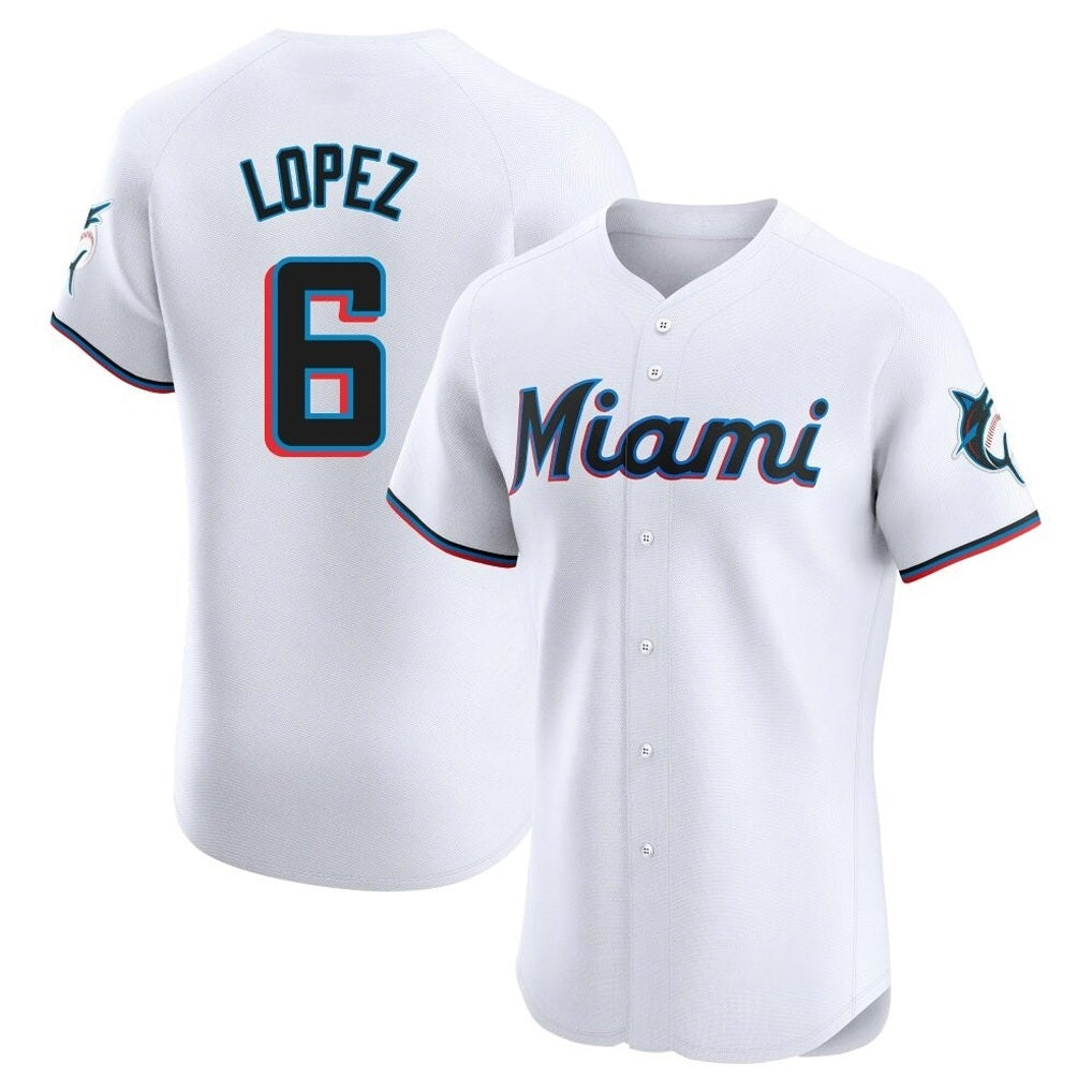 Miami Marlins #6 Otto Lopez Player White CONTON Home Limited Elite Stitched Jerseys
