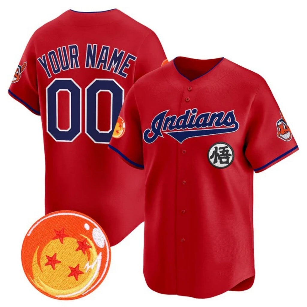 Custom Cleveland Indians x Dragon Ball Red CONTON Vapor Premier Limited Jersey - All Stitched