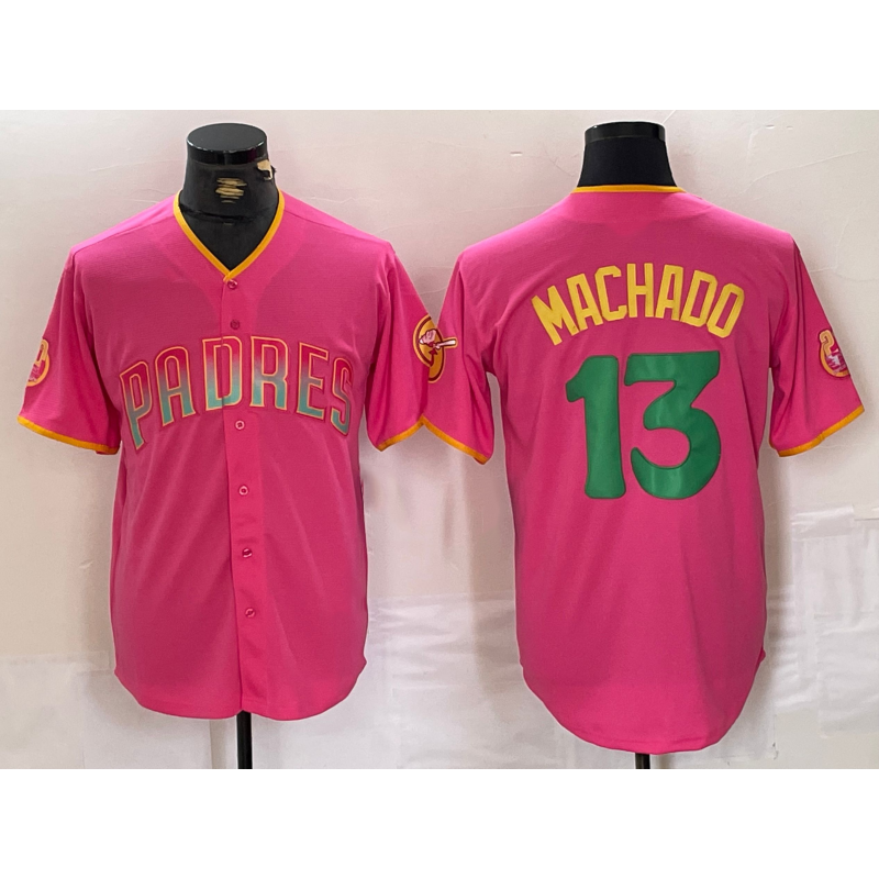 San Diego Padres #13 Manny Machado Pink CONTON Cool Base Stitched Jersey 2