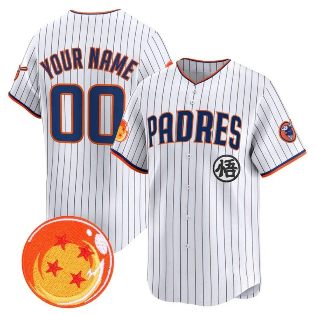 Custom San Diego Padres x Dragon Ball White CONTON Vapor Premier Limited Jersey - All Stitched