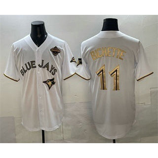 Toronto Blue Jays #11 Bo Bichette White Gold CONTON 2025 American League Champions Limited Stitched Jersey