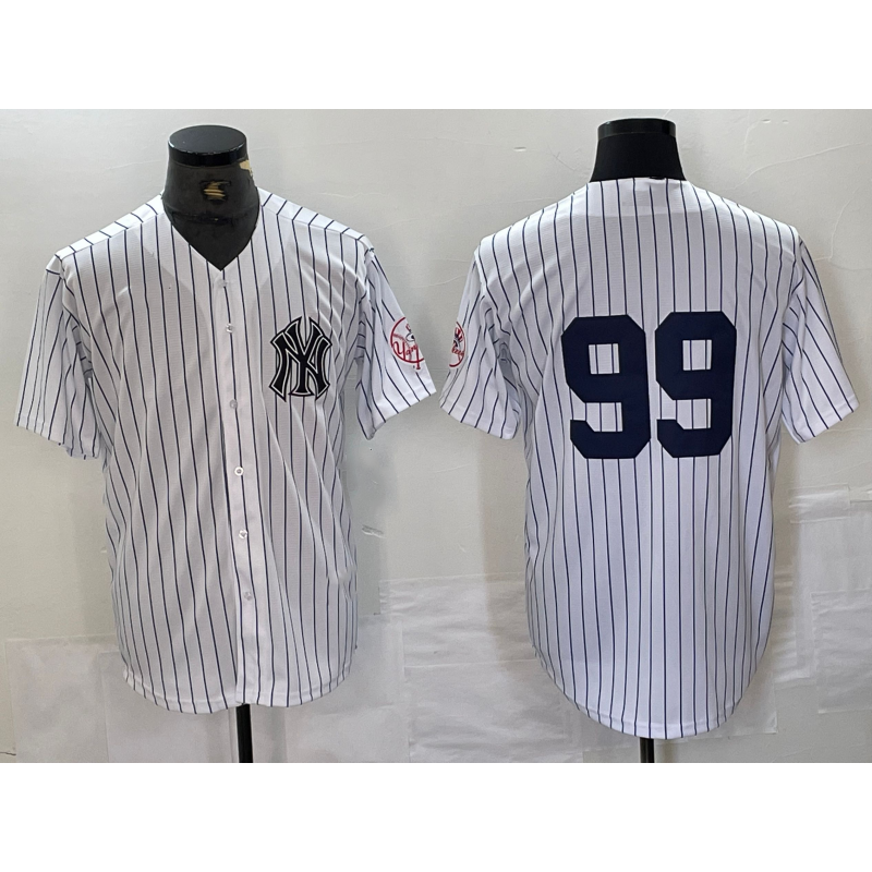 New York Yankees #99 Aaron Judge White CONTON With Patch 2024 Cool Base Stitched Jersey
