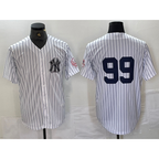 New York Yankees #99 Aaron Judge White CONTON With Patch 2024 Cool Base Stitched Jersey