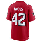 A.Falcons #42 Josh Woods Red Team Game Football jersey CONTON