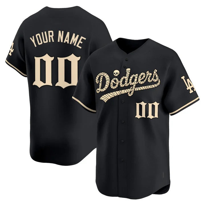 Custom Los Angeles Dodgers Black 'Halloween Mummy Edition' Premier Limited - Stitched Baseball jersey CONTON