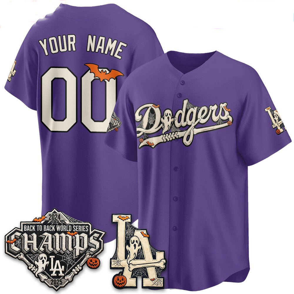 Custom Los Angeles Dodgers Purple Halloween 2026 Baseball jersey CONTON