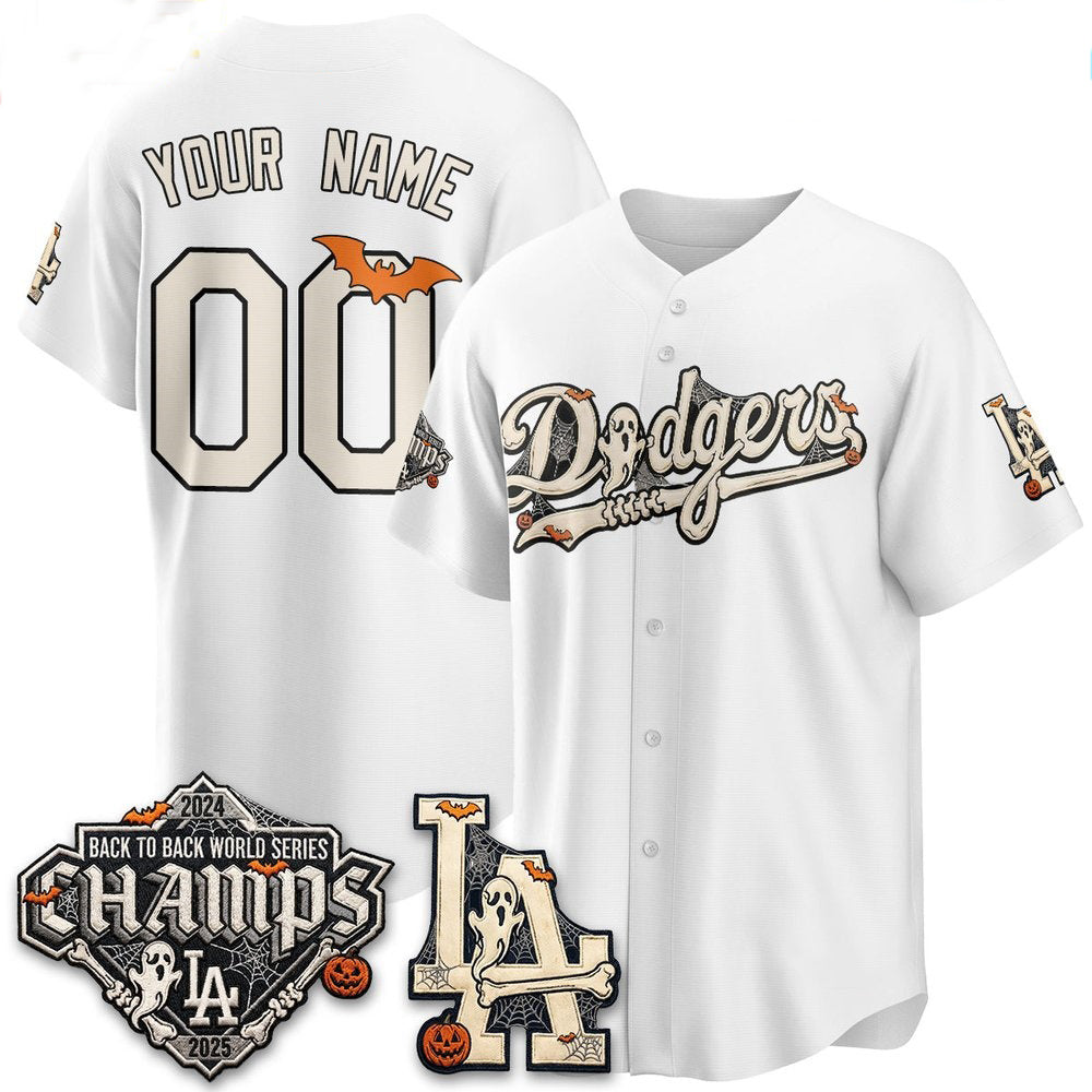 Custom Los Angeles Dodgers White Halloween 2026 Baseball jersey CONTON