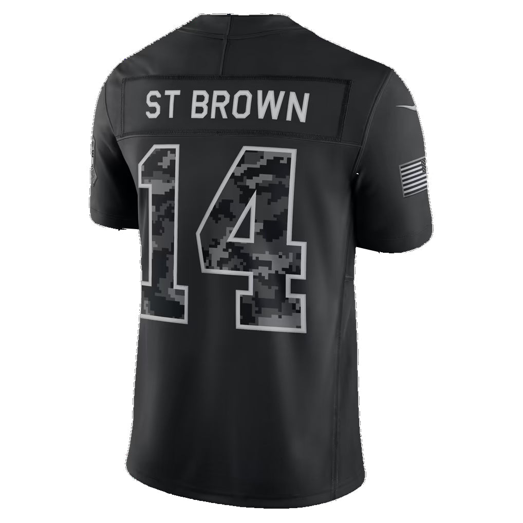 D.Lions #14 Amon-Ra St. Brown Black 2026 Salute to Service Stitched Limited Football jersey CONTON