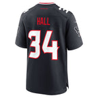 H.Texans #34 Bryce Hall Navy Team Game Jersey CONTON