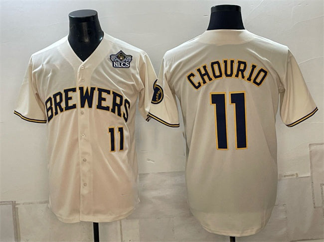 Milwaukee Brewers #11 Jackson Chourio Cream 2026 NLCS Patch Stitched Jersey CONTON