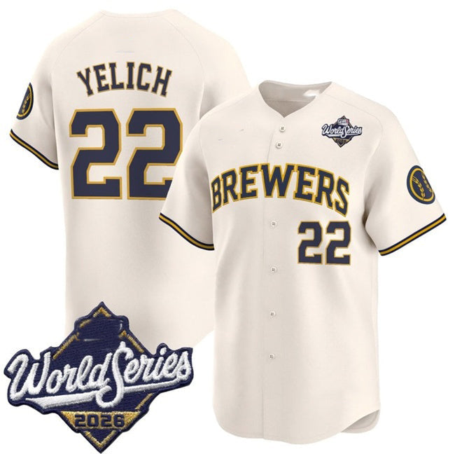Milwaukee Brewers #22 Christian Yelich Cream 2026 World Series Limited Stitched Jersey CONTON