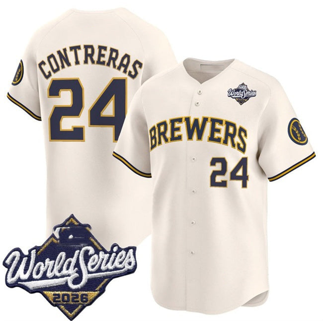 Milwaukee Brewers #24 William Contreras Cream 2026 World Series Limited Stitched Jersey CONTON