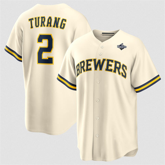 Milwaukee Brewers #2 Brice Turang Cream 2026 World Series Cool Base Stitched Jersey CONTON