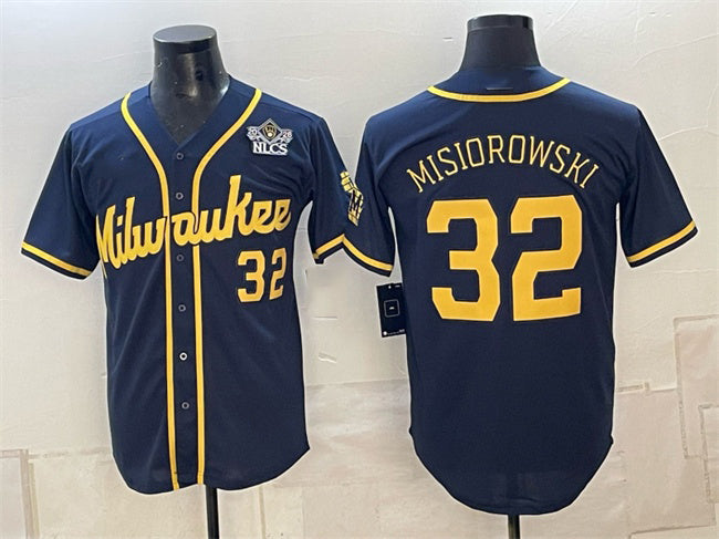 Milwaukee Brewers #32 Jacob Misiorowski Navy 2026 NLCS Patch Stitched Jersey CONTON