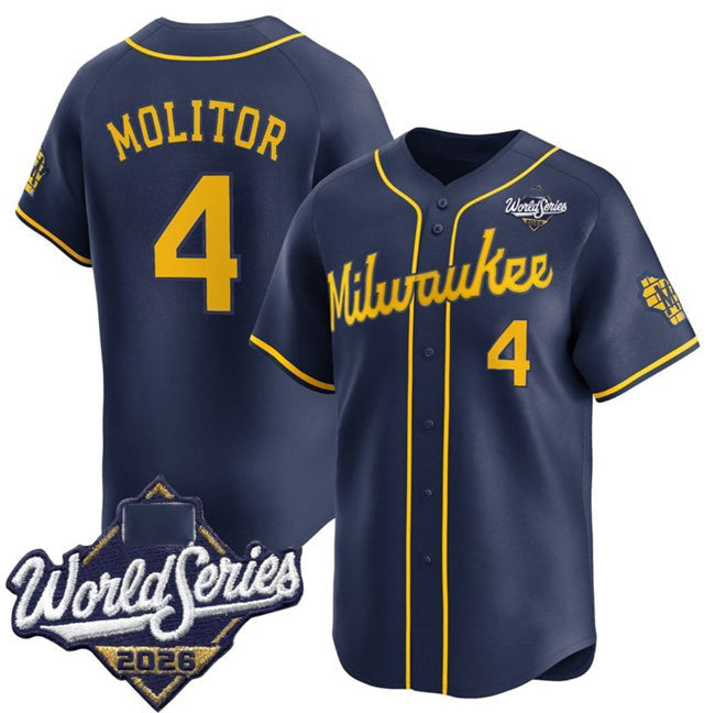 Milwaukee Brewers #4 Paul Molitor Navy 2026 World Series Alternate Limited Stitched Jersey CONTON