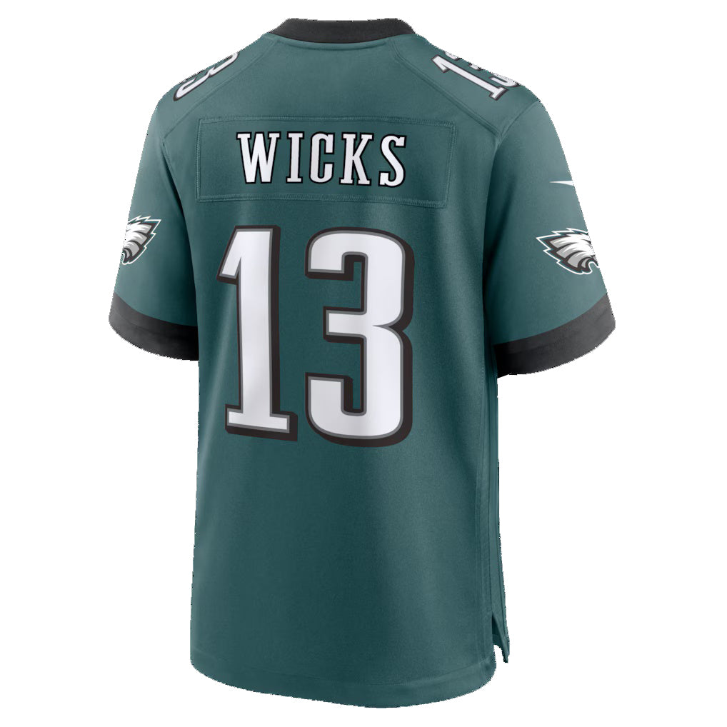 P.Eagles #13 Dontayvion Wicks Midnight Green Team Game Jersey CONTON